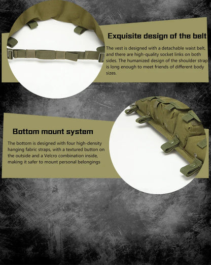 Tactical MOLLE Vest | Quick Release Hunting & CS Training Chest Vest with AK Belly Pockets