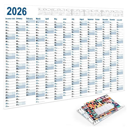 2026 Wall Calendar Planner - Annual Schedule Organizer with To-Do List Memo Pad & Agenda Tracker