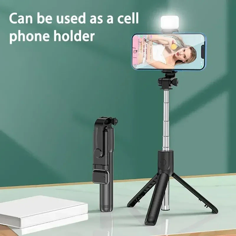 Extendable Bluetooth Selfie Stick Tripod – 700mm Telescopic Portable Phone Stand with Remote for Travel