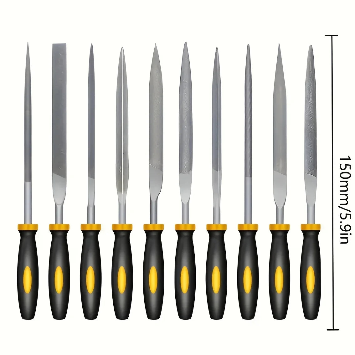 Premium Needle File Set – High-Carbon Steel Files with Non-Slip Ergonomic Handles for Precision Wood, Plastic, and Model Filing