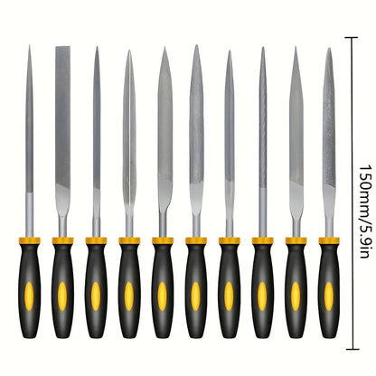 Premium Needle File Set – High-Carbon Steel Files with Non-Slip Ergonomic Handles for Precision Wood, Plastic, and Model Filing