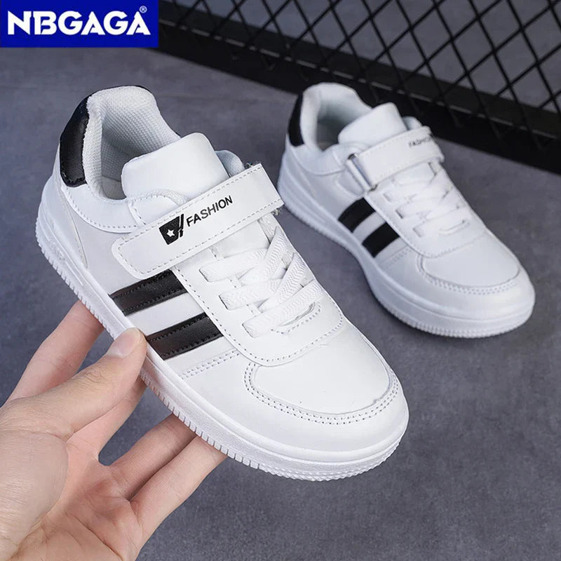 Kids White Sneakers — Boys & Girls Sport Casual Shoes, Non-Slip School Walking & Running Shoes, Sizes 28-39