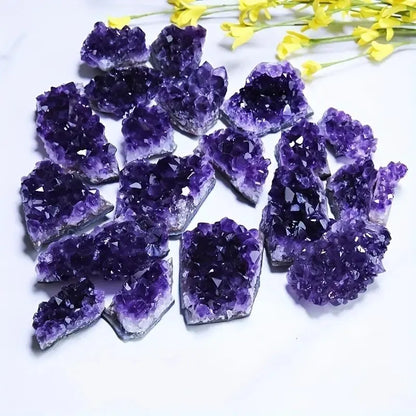 2PCS Natural Amethyst Healing Crystals — Energy Stones for Spiritual Treatment & Home Decoration