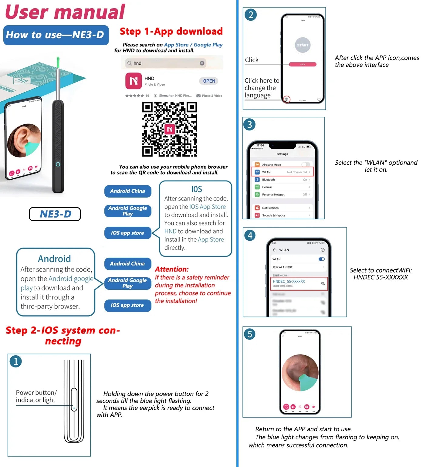 Visual Ear Wax Cleaner with Camera – Safe Luminous Otoscope Endoscope for Ear Cleaning & Ear Care