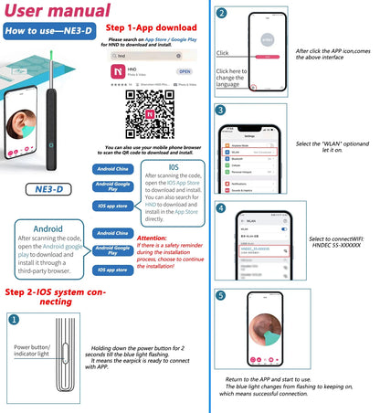 Visual Ear Wax Cleaner with Camera – Safe Luminous Otoscope Endoscope for Ear Cleaning & Ear Care