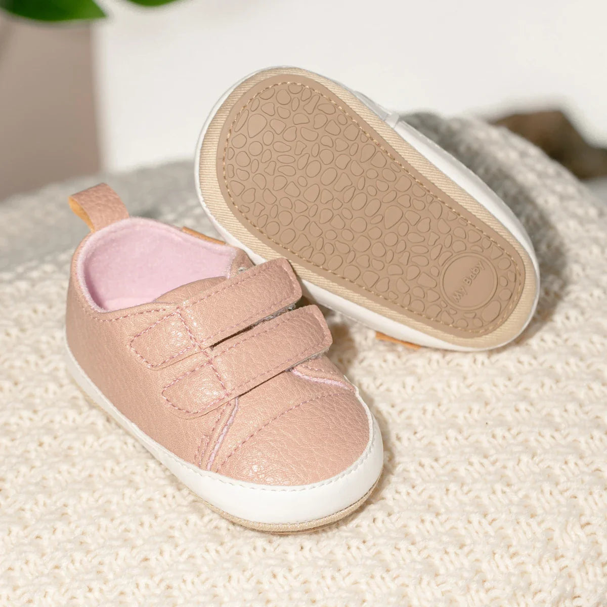 Classic Baby Casual Sneakers – Vintage PU Leather, Soft Rubber Sole, Slip-Resistant Infant Shoes in 4 Colors