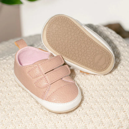 Classic Baby Casual Sneakers – Vintage PU Leather, Soft Rubber Sole, Slip-Resistant Infant Shoes in 4 Colors
