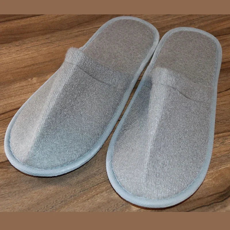 10 Pairs Plush Disposable Slippers - Soft Non-Slip Travel Hotel & Home Guest House Slides