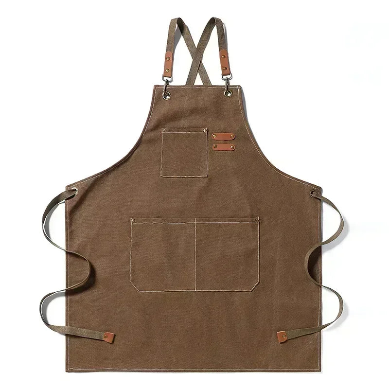 New Fashion Canvas Kitchen Apron – Unisex Chef Work Apron for Grill, Restaurant, Bar, Shop, Cafes, and Beauty Nail Studios