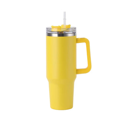 40oz Stainless Steel Insulated Water Bottle with Handle – Cold-keeping Tumbler with Lid, Straw, and Mug for Summer Outdoor Activities