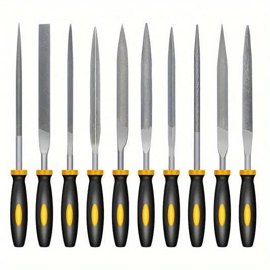 Premium Needle File Set – High-Carbon Steel Files with Non-Slip Ergonomic Handles for Precision Wood, Plastic, and Model Filing