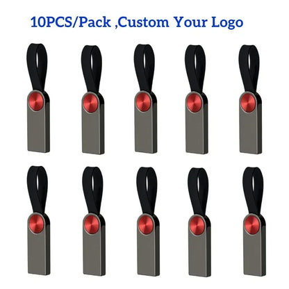10-Pack Custom Logo USB Ring Flash Drive – Mini Pen Memory Stick 4GB/8GB/16GB/32GB, Perfect Wedding & Photography Gift
