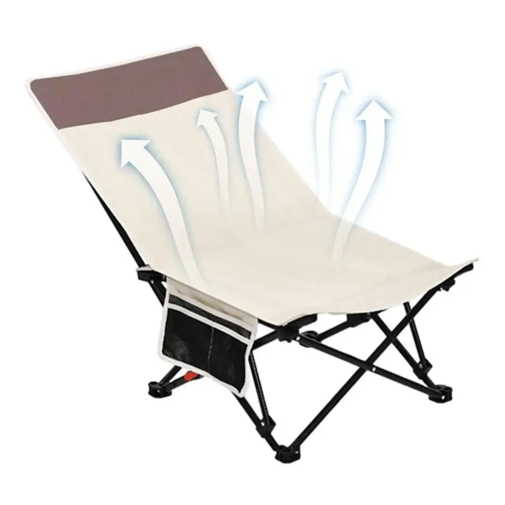 Camping Folding Moon Chair – Portable Ultra-Light Outdoor Chair with Side Pocket for Fishing & Travel