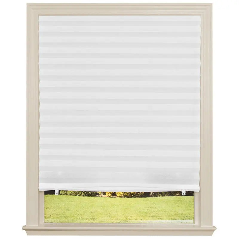 Self-Adhesive Pleated Zebra Blinds - Non-Woven Fabric Window Shade Blackout Curtain for Bedroom, Living Room, Balcony, Office Decor