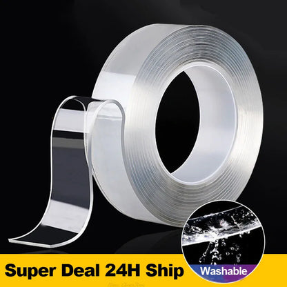Nano Tape Super Strong Double-Sided Adhesive – Transparent, Reusable, Waterproof & Heat-Resistant for Home & Bathroom Decoration