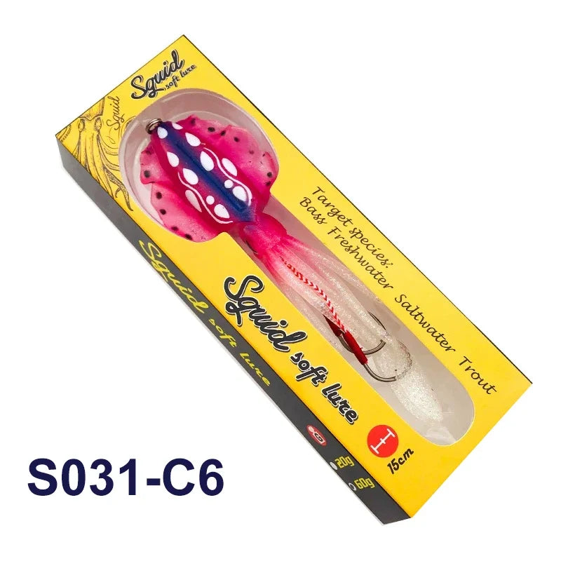 TEASER Silicone Fishing Lure - Luminous Octopus Squid Soft Bait Wobbler Jig for Sea Fishing