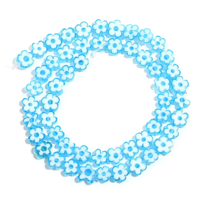 Colorful Lampwork Flower Beads - Thousand Flower Flat Plum Blossom Loose Beads for DIY Bracelet & Jewelry Crafts