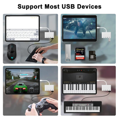4-in-1 USB Card Reader – SD/TF Card Adapter for iPhone 14/13/12/11 Pro Max & iPad, Lightning Fast Charging for MacBook & Camera