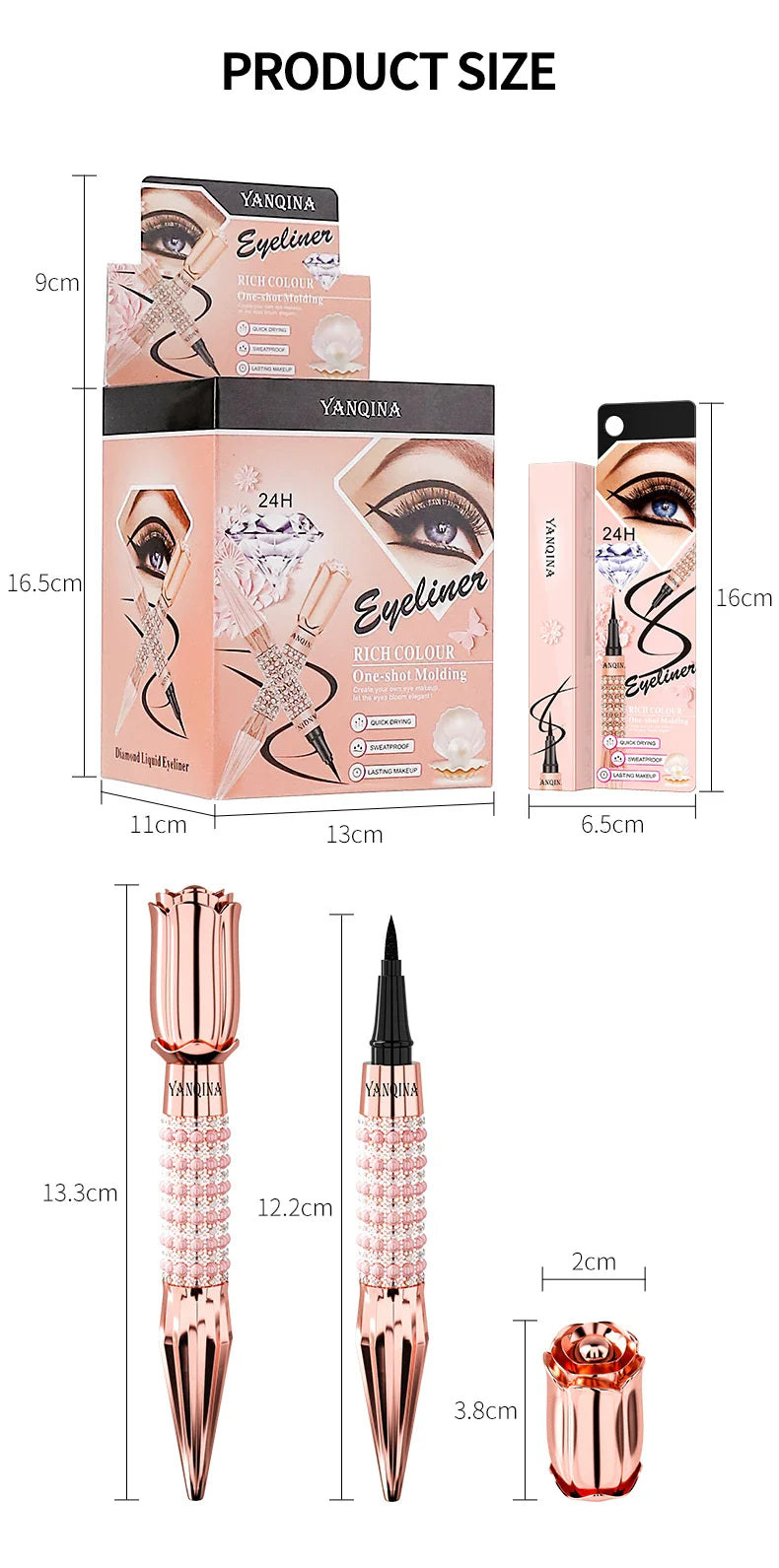 Waterproof Liquid Eyeliner Pen – Black, Long-Lasting, Quick-Dry Thick Eye Liner Makeup Tool