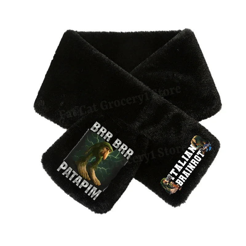 Italian Brainrot Plush Scarf – Kawaii Tralalero Neckerchief for Kids, Boys & Girls, Winter Warm Muffler, Children’s Bandelet Gift