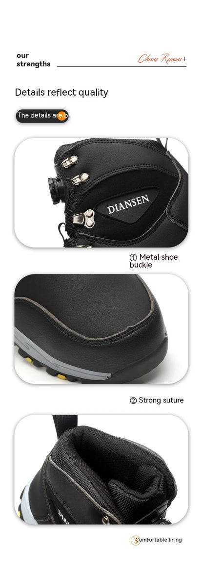 Rotating Button Safety Shoes for Men – Steel Toe, Indestructible, Puncture-Proof Work Sneakers & Protective Boots