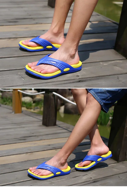 YRZL Summer Men’s Flip Flops - 2024 Soft Bottom Non-Slip Beach Sandals, Comfortable Outdoor Slide Slippers