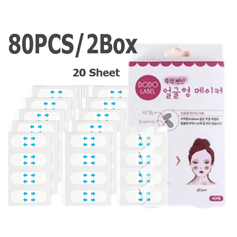 4/80pcs V-Lift Face Stickers — Invisible Adhesive Makeup Tape for Chin Lifting, Skin Tightening & Slimming