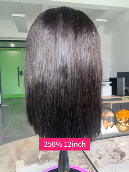 Raw Vietnamese Human Hair Lace Front Wig – 13x6 Bob, Straight Natural Black, 250% Density, 100% Human Hair