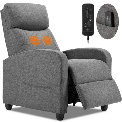 Recliner Massage Chair – Adjustable Fabric Sofa with Lumbar Support, Modern Padded Backrest for Living Room, Grey
