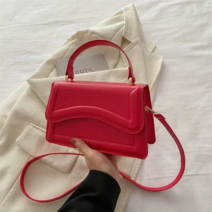 Women's PU Leather Crossbody Handbag – Solid Color Shoulder Purse & Small Messenger Tote Bag