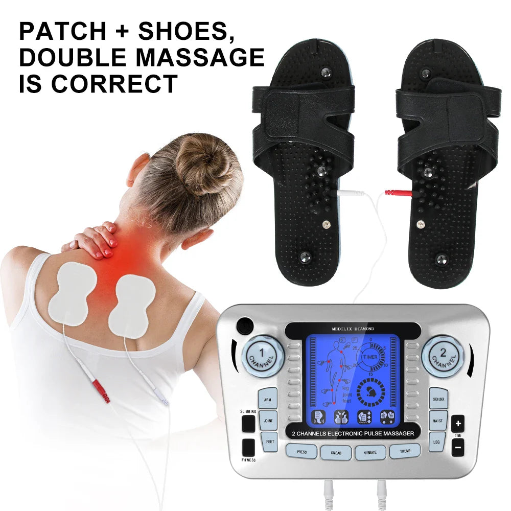 12 Modes Digital Electric Pulse Massager – TENS EMS Muscle Stimulator for Pain Relief & Body Therapy