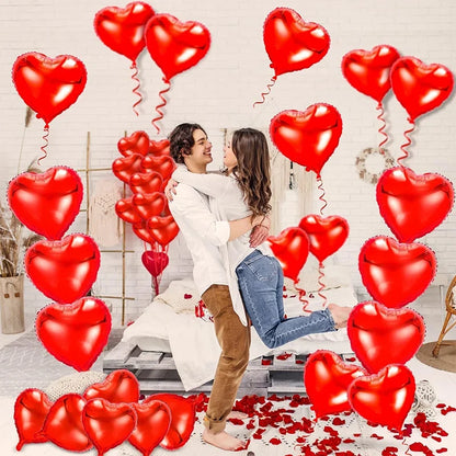 18 Inch Red Heart Foil Balloons - Love Shape Aluminum Balloons for Wedding, Birthday & Home Party Decorations