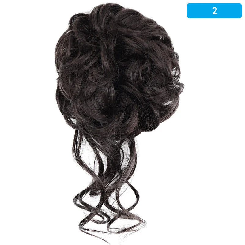 AZQUEEN Messy Bun Hair Extension – Synthetic Curly Wave Chignon Scrunchie, Elastic Band Updo Hairpiece for Women