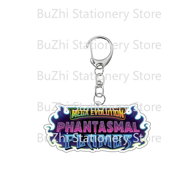 Anime Mega Evolution Acrylic Keychain 5cm – PTCG PKM Cartoon Game Logo Bag Charm Pendant Gift Toy for Boys & Girls Collection