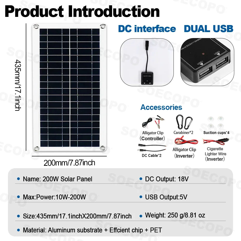 6000W Solar Power System Complete Kit – 12V to 110V/220V Off-Grid Setup with 100A Controller, 300W Panel & Inverter for Home & Camping Backup