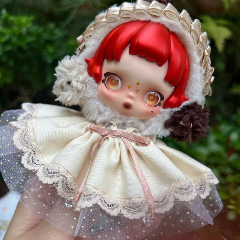 10cm Skullpanda Doll Clothes – Vintage Princess Dress Set with Headwear, Winter Symphony Series