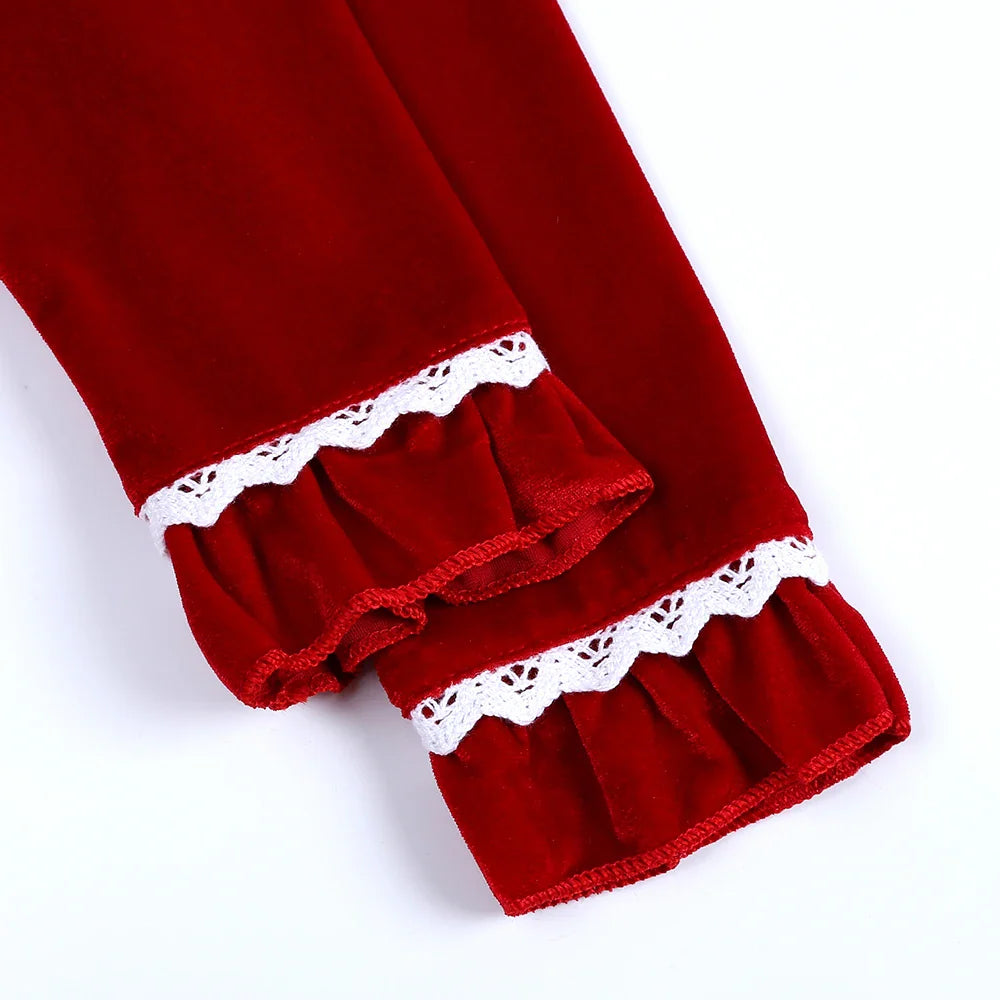 2025 Kids Christmas Pajama Set – Velvet Long Sleeve Sleepwear with Pants