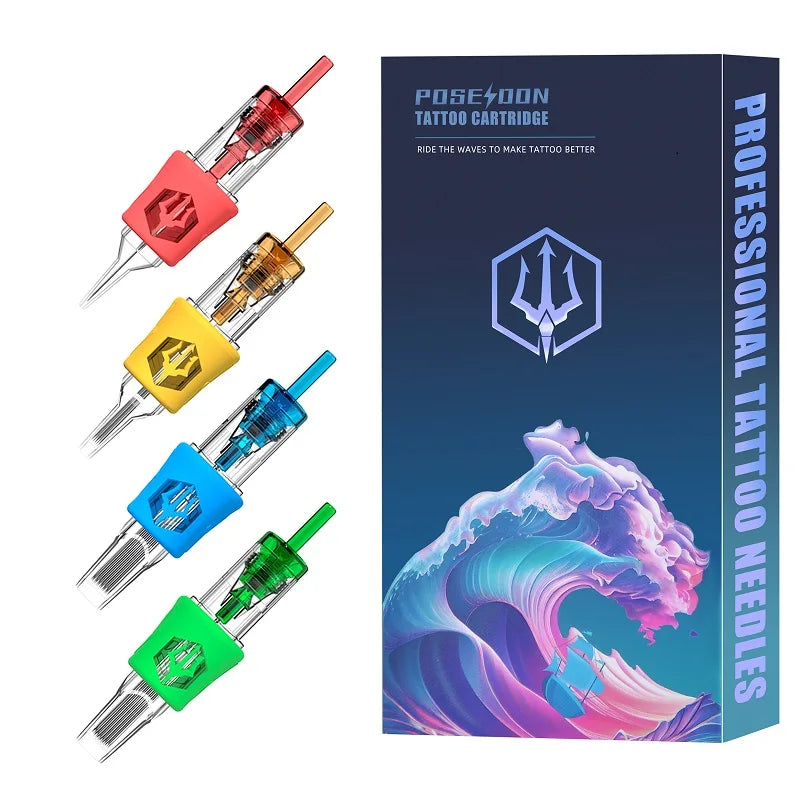POSEIDON 20PCS Tattoo Cartridge Needles – RS, RL, RM, M1 Disposable Sterilized Tattoo Cartridges