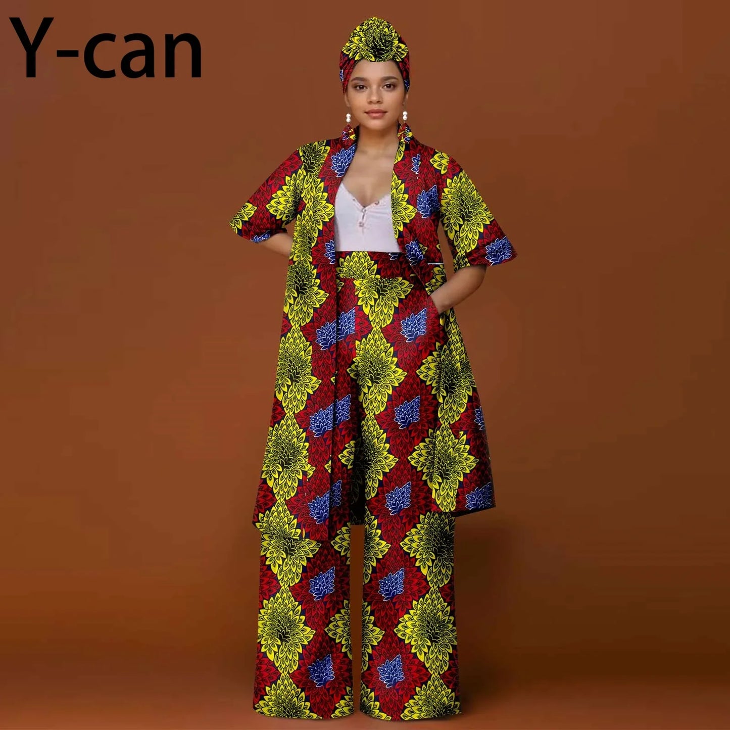 African Ankara 2-Piece Suit Set for Women - Traditional Print Jacket & Pants for Office, Business & Party Wear