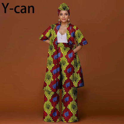 African Ankara 2-Piece Suit Set for Women - Traditional Print Jacket & Pants for Office, Business & Party Wear