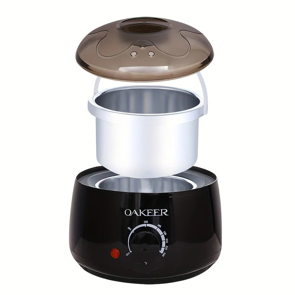 [EU Plug] 200ml Black Wax Melting Machine – 200g Wax Beans Set for Hair Removal & Wax Therapy Heating