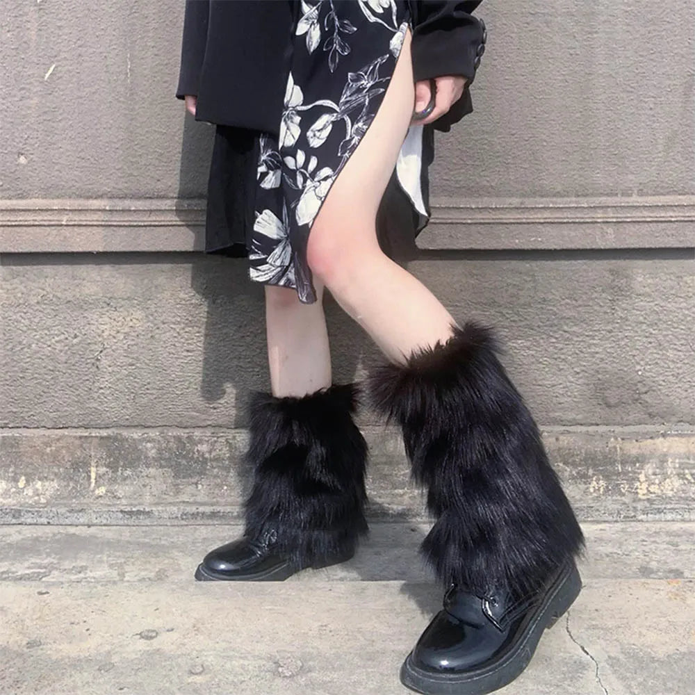 Women’s Faux Fur Leg Warmers – Fall Boot Covers & Stockings, Lolita Punk Harajuku Style Foot Warmers