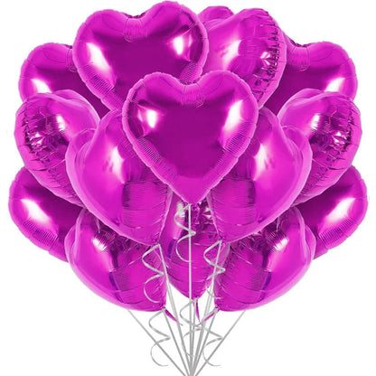 18 Inch Red Heart Foil Balloons - Love Shape Aluminum Balloons for Wedding, Birthday & Home Party Decorations