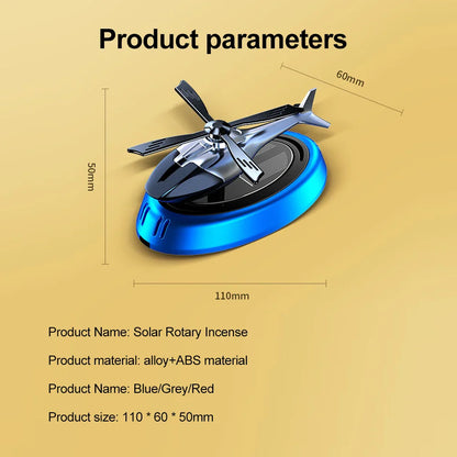 Solar-Powered Rotation Helicopter Car Air Freshener – Alloy + ABS Wooden Aromatherapy Aroma Diffuser