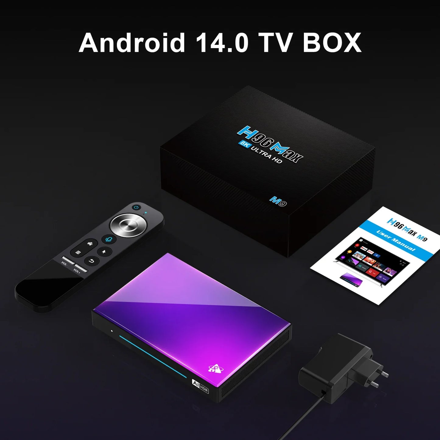 H96 MAX M9 AI Android 14 TV Box, 8-Core Rockchip RK3576, Wifi6, BT5.4, 4GB/64GB & 8GB/128GB, 8K 120fps Streaming, 1000M LAN