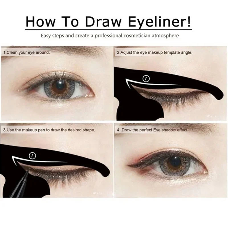 2pcs Cat-Eye Eyeliner Stencil Set – Eyeliner Stamp Templates for Precise Makeup Application