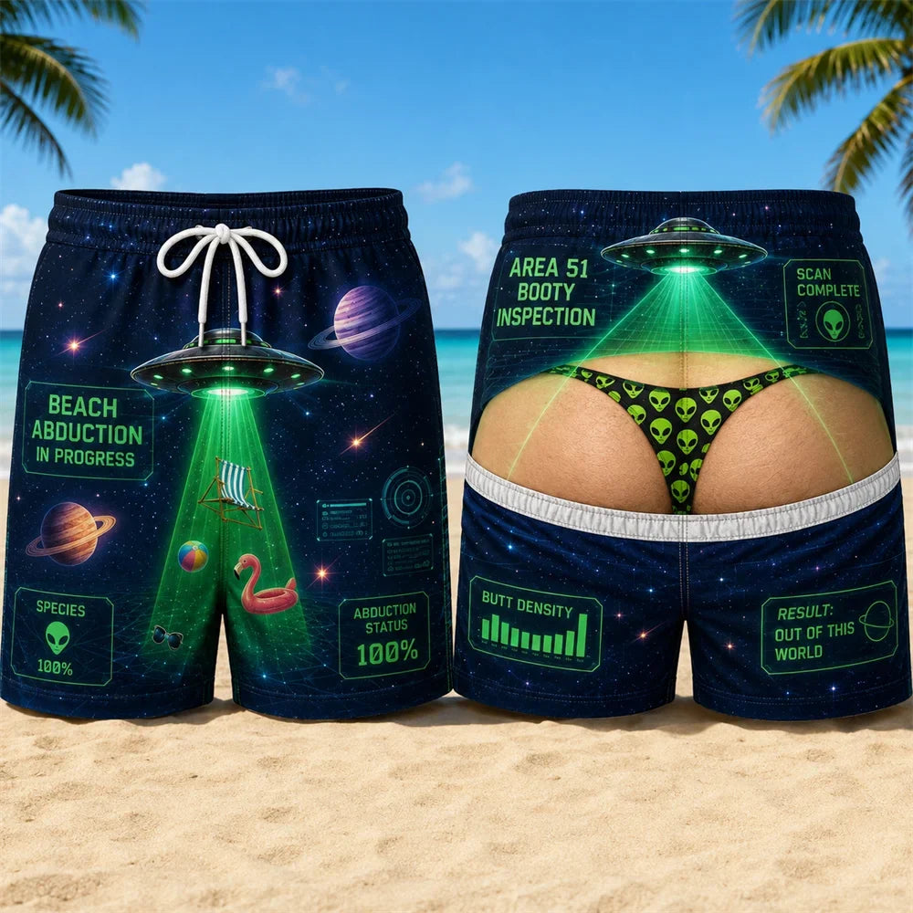 Retro 3D Cowboy Beach Shorts - Men's Quick-Dry Breathable Drawstring Board Shorts