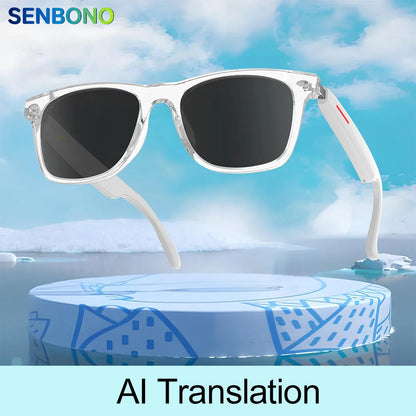 SENBONO Smart AI Translation Glasses – Real-Time Translation in 100+ Languages with Bluetooth Music, Built-in Mic & Speakers