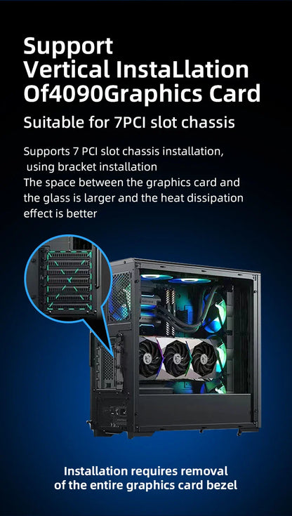 TEUCER L-Z3 GPU Vertical Mounting Bracket Kit – PCIe 4.0 X16 Riser Cable 200mm for Graphics Card Steering Mount