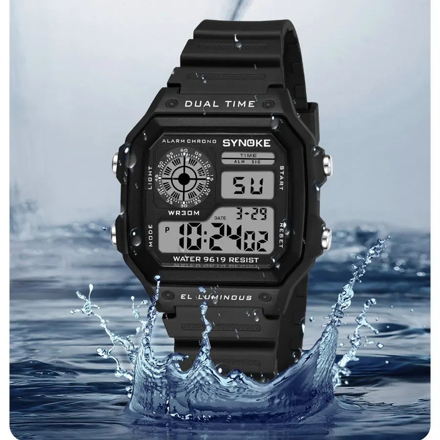SYNOKE Men's Military Sports Digital Watch – Waterproof Luminous Chronograph Wristwatch
